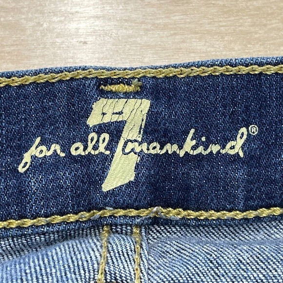 7 For All Mankind Jeans Womens 24 Skinny Crop & Roll Casual Medium Wash Denim - Picture 2 of 12